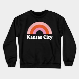 Kansas City, Missouri - MO Retro Rainbow and Text Crewneck Sweatshirt